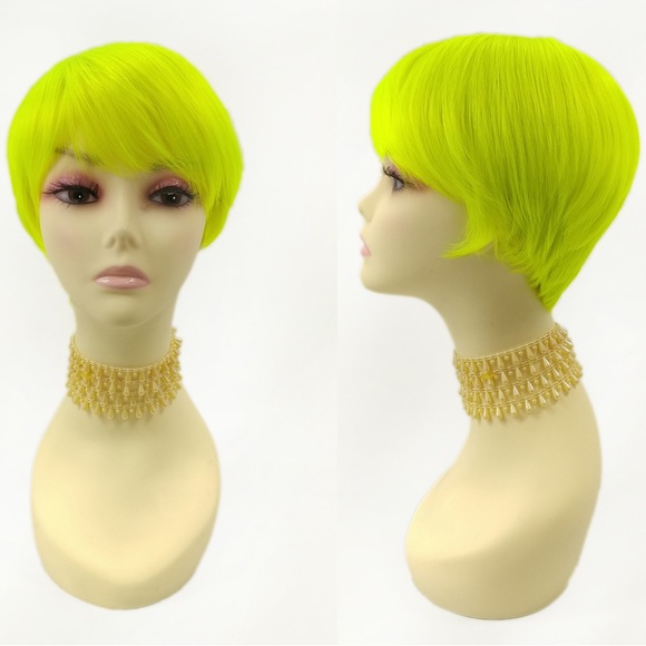 Neon Green Short Straight Pixie Cut Heat Resistant Wig - Picture 1 of 5